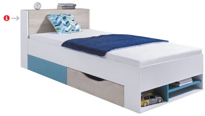 Dětská postel PLUTO 90, bílá/modrá