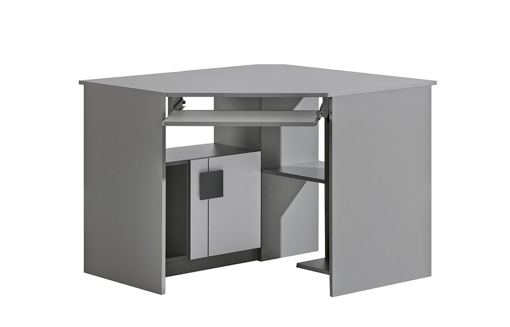 Rohový Pc stolek Guliver II 11, šedá/bílá