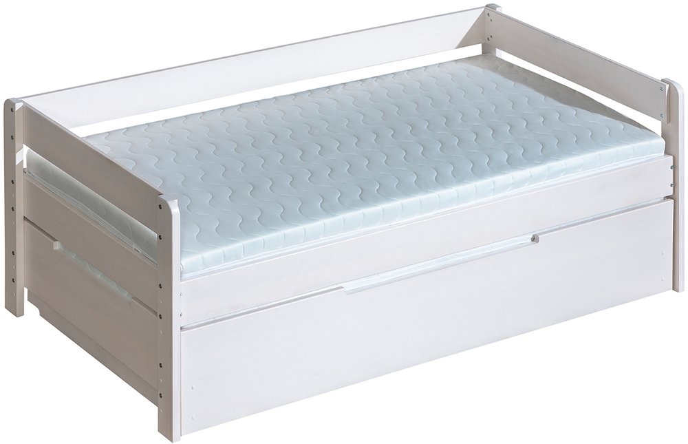 Bílá postel z masivu BOBÍK s přistýlkou, 200x90