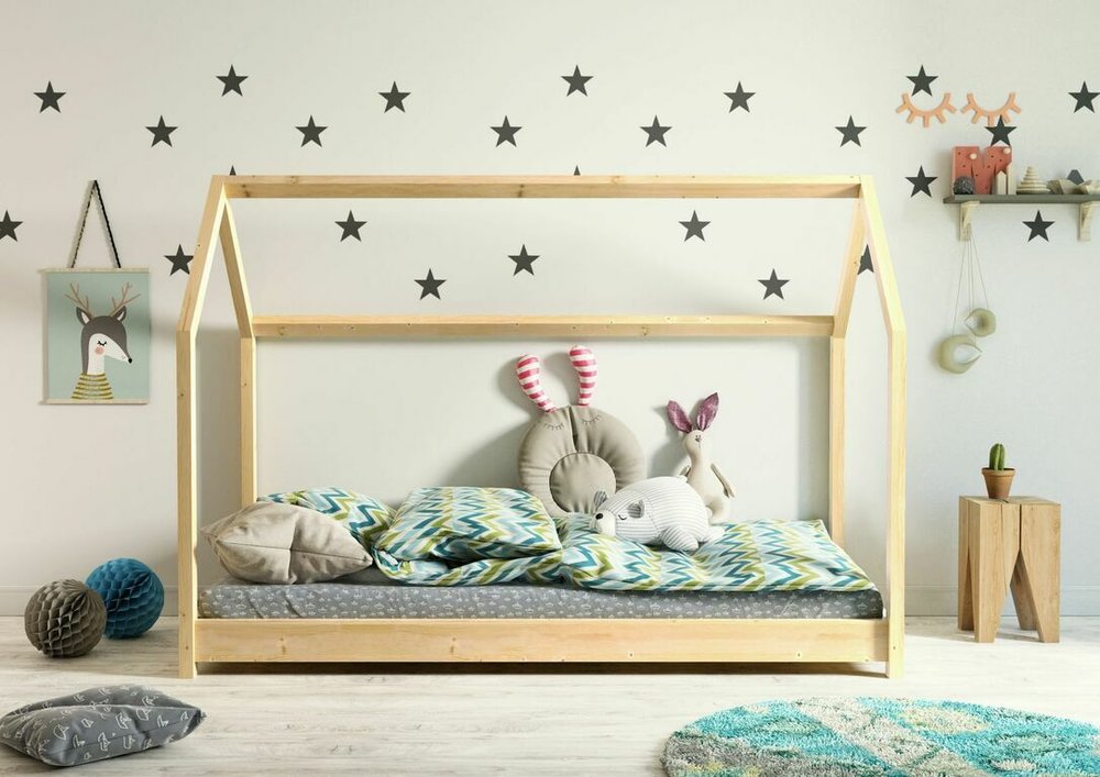 Dětská postel domeček BECKY 200x90, borovice