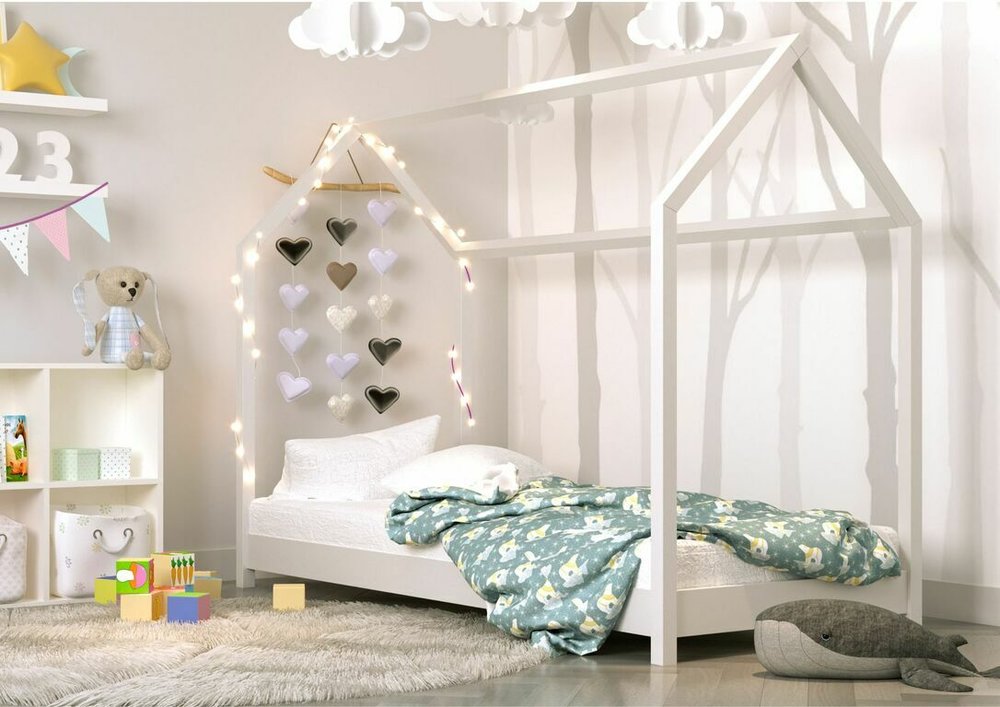 Dětská postel domeček BECKY 160x80, bílá