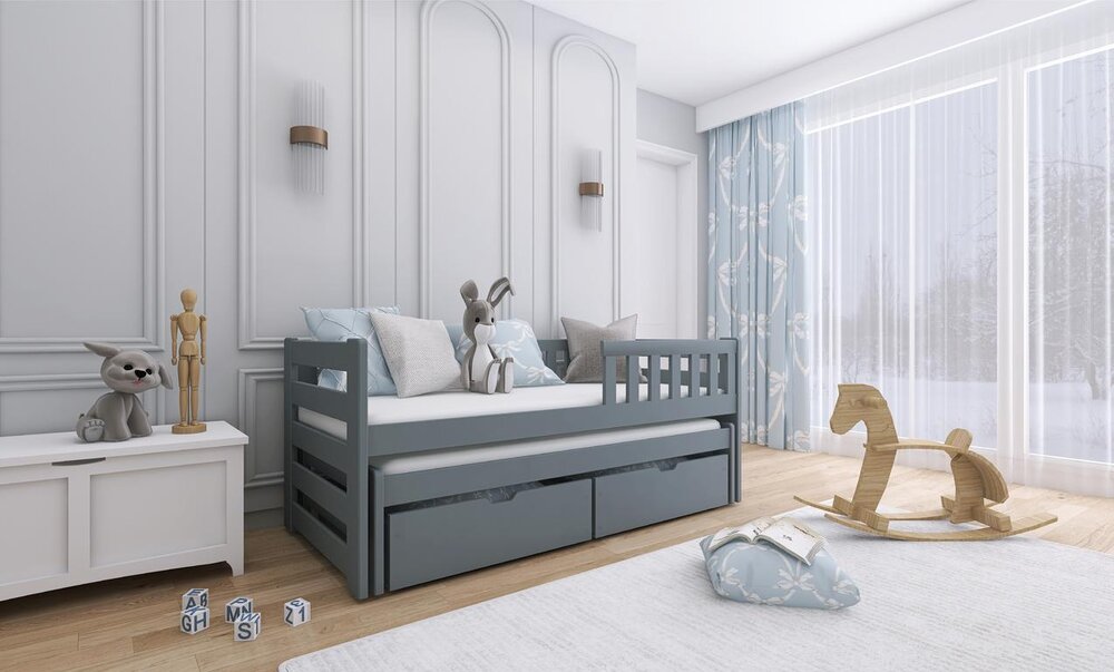 Dětská postel s přistýlkou BEATA 90x190, šedá