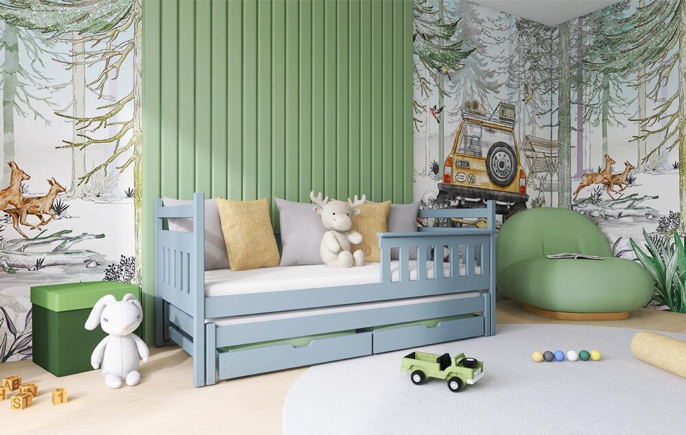 Dětská postel s přistýlkou DENIS 80x180, šedá