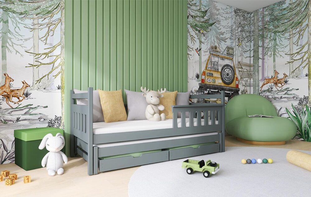 Dětská postel s přistýlkou DENIS 80x160, grafit