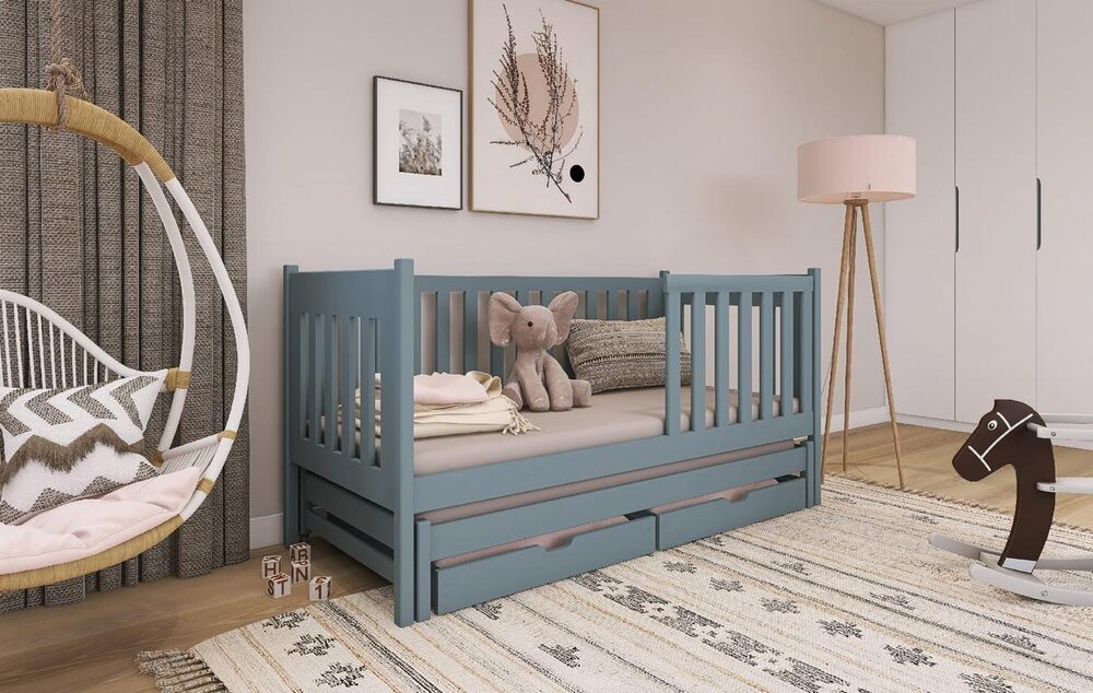Dětská postel s přistýlkou KAROL 80x160, šedá