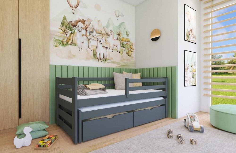 Dětská postel s přistýlkou KLÁRA 80x180, grafit