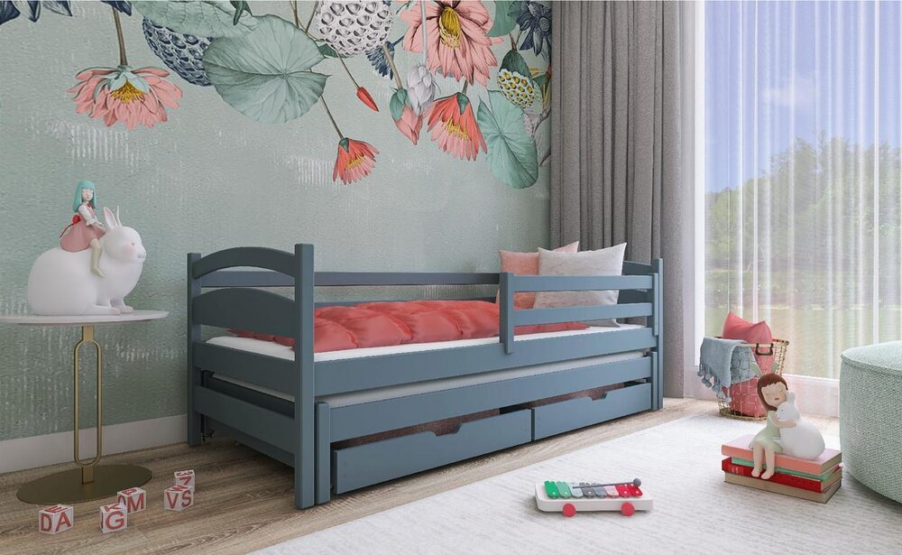 Dětská postel s přistýlkou TAMARA 90x200, šedá