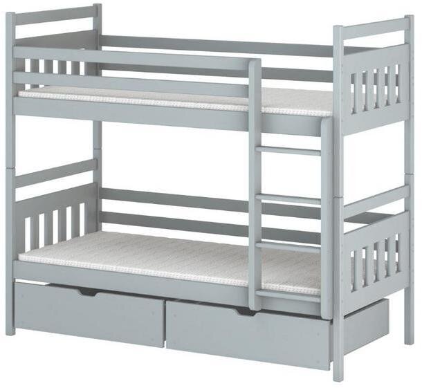 Levně Patrová postel pro dvě děti AMÁLKA 80x180, šedá