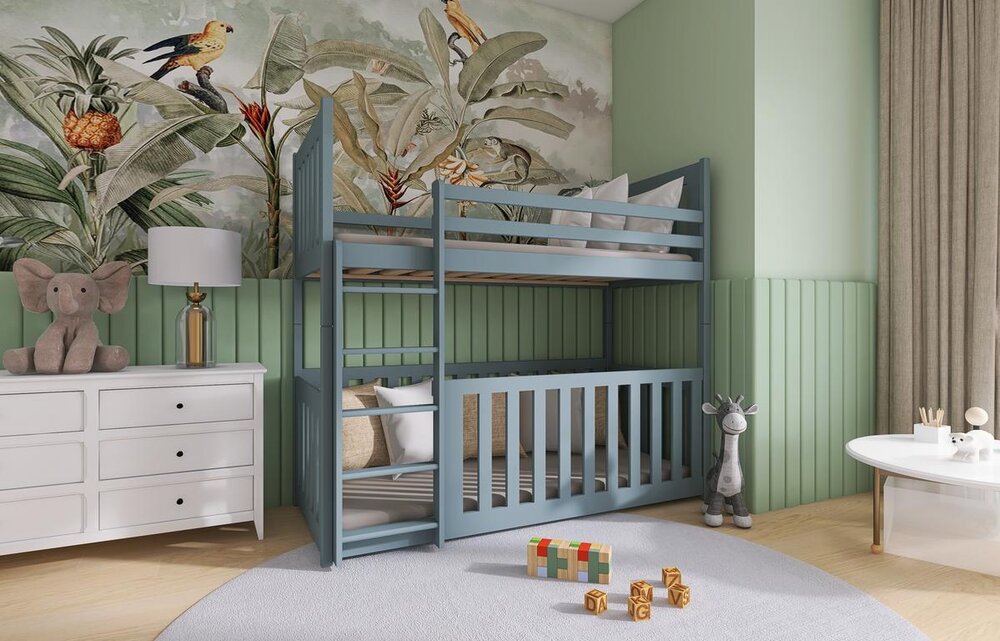 Patrová postel pro dvě děti CYRIL 80x180, šedá