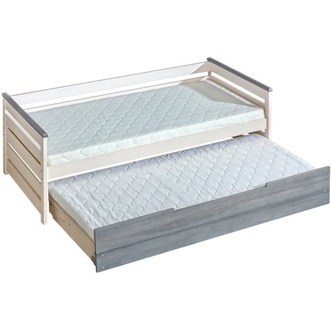 Dětská postel z masivu ASTON 1 s přístýlkou, borovice bílá/popel