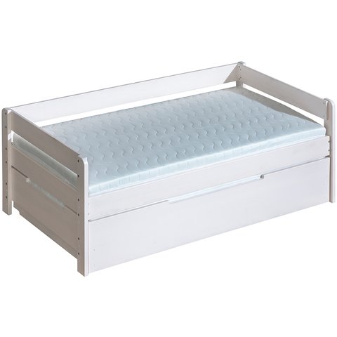 Bílá postel z masivu BOBÍK s přistýlkou, 200x90