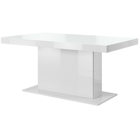 Rozkládací jídelní stůl HERA bílá / bílý lesk / bílé sklo