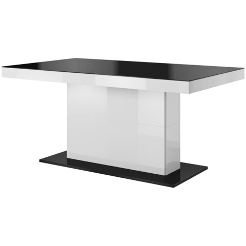 Rozkládací jídelní stůl HERA bílá / bílý lesk / černé sklo
