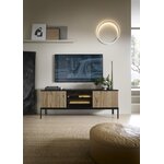 Moderní tv stolek SONNY 154 LED, černá / dub votan