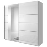 Šatní skříň BARO 220 se zrcadlem bílá / bílý lesk