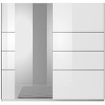 Šatní skříň BARO 180 se zrcadlem bílá / bílý lesk